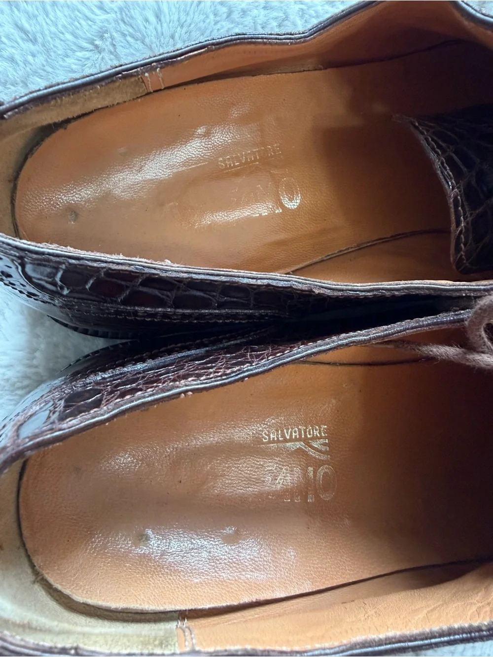 $2,300 Salvatore Ferragamo Brown Genuine Crocodile Exotic Skin Oxford Shoes 12 D